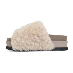 NEW ROAM women's cloud slip faux shearling clogs in natural